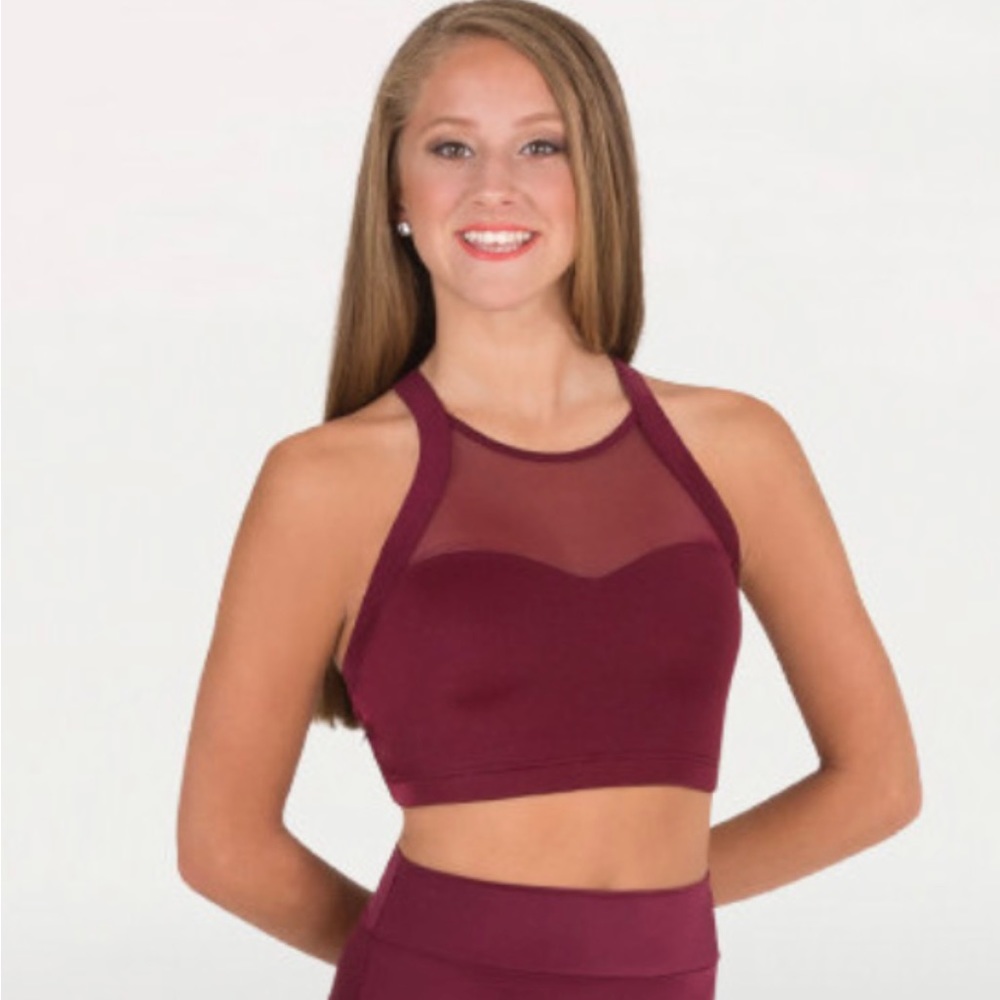 Body Wrapper dance bra top.   Size:XS. Burgundy